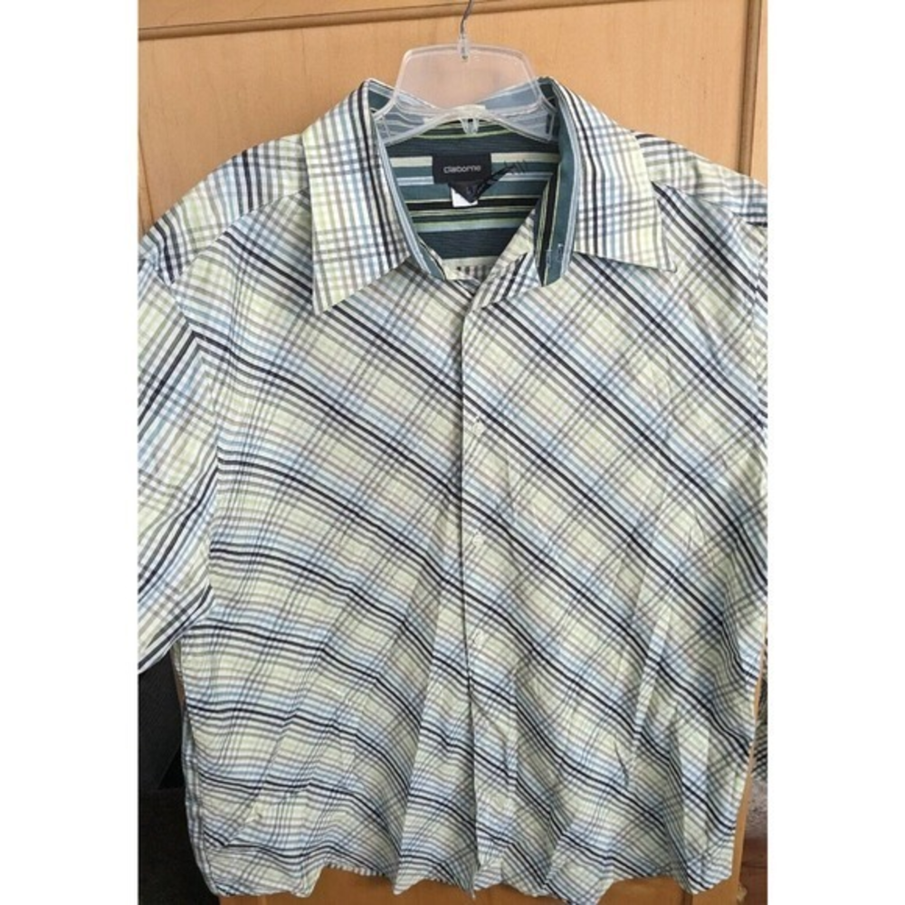 Claiborne Mens Long Sleeve Shirt XL Designer Geometric Office Party Casual Dress